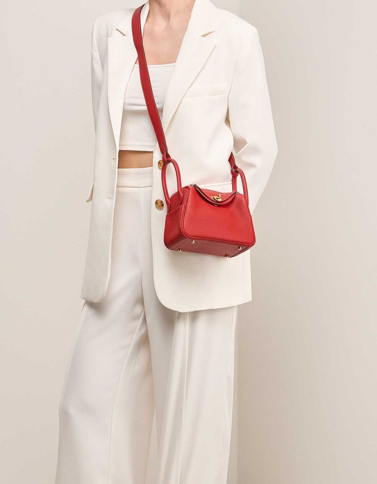 Hermès Lindy Mini Clémence Rouge Vermillon Front | Sell your designer bag