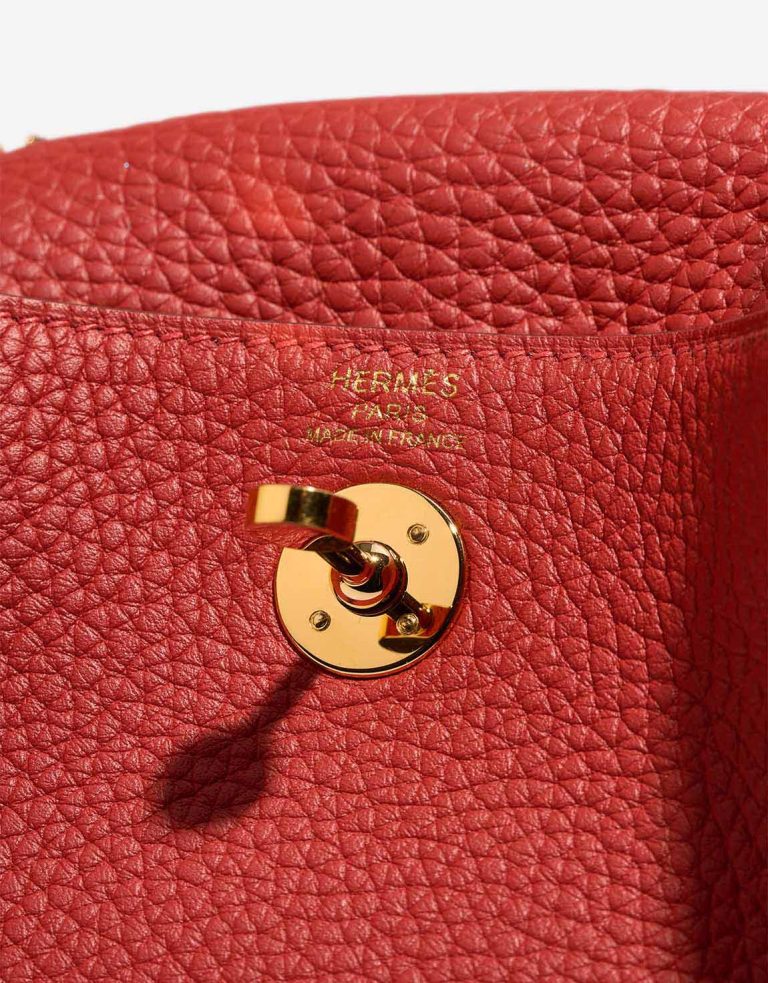 Hermès Lindy Mini Clémence Rouge Vermillon Logo | Sell your designer bag