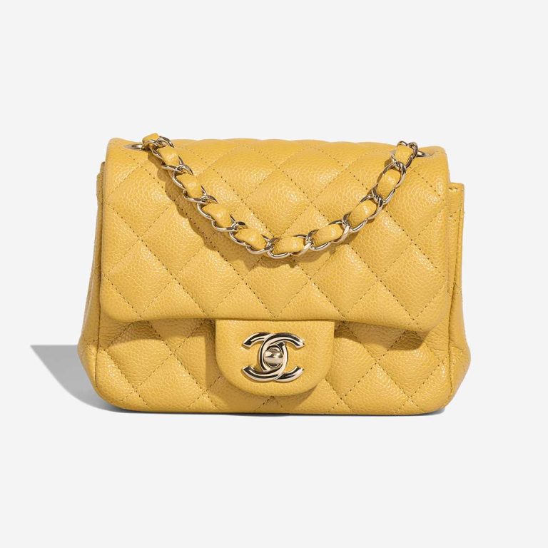 Chanel Timeless Mini Square Caviar Yellow Front | Sell your designer bag