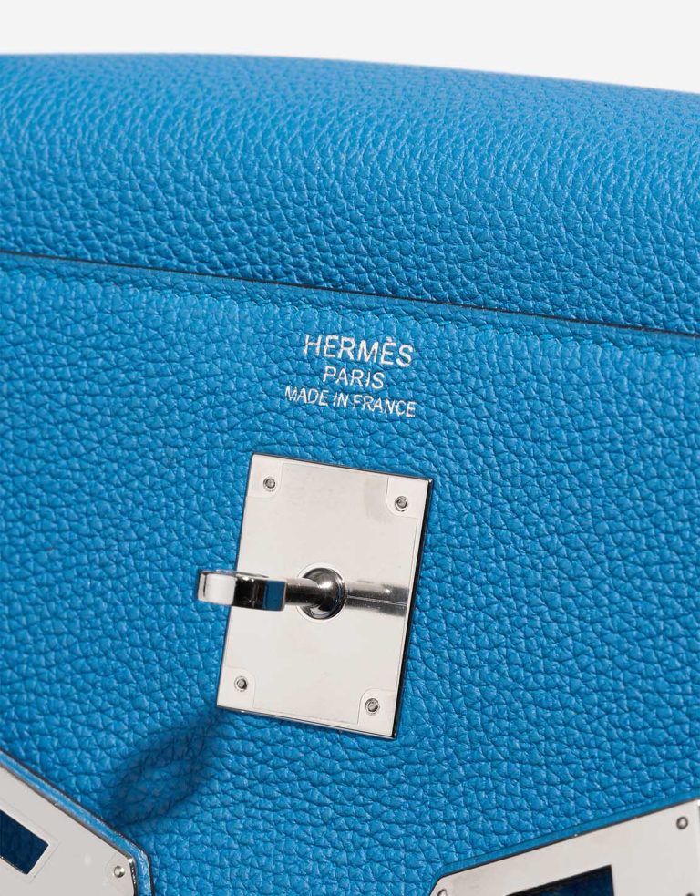 Hermès Kelly 35 Taurillon Clémence Bleu Zanzibar Logo | Sell your designer bag
