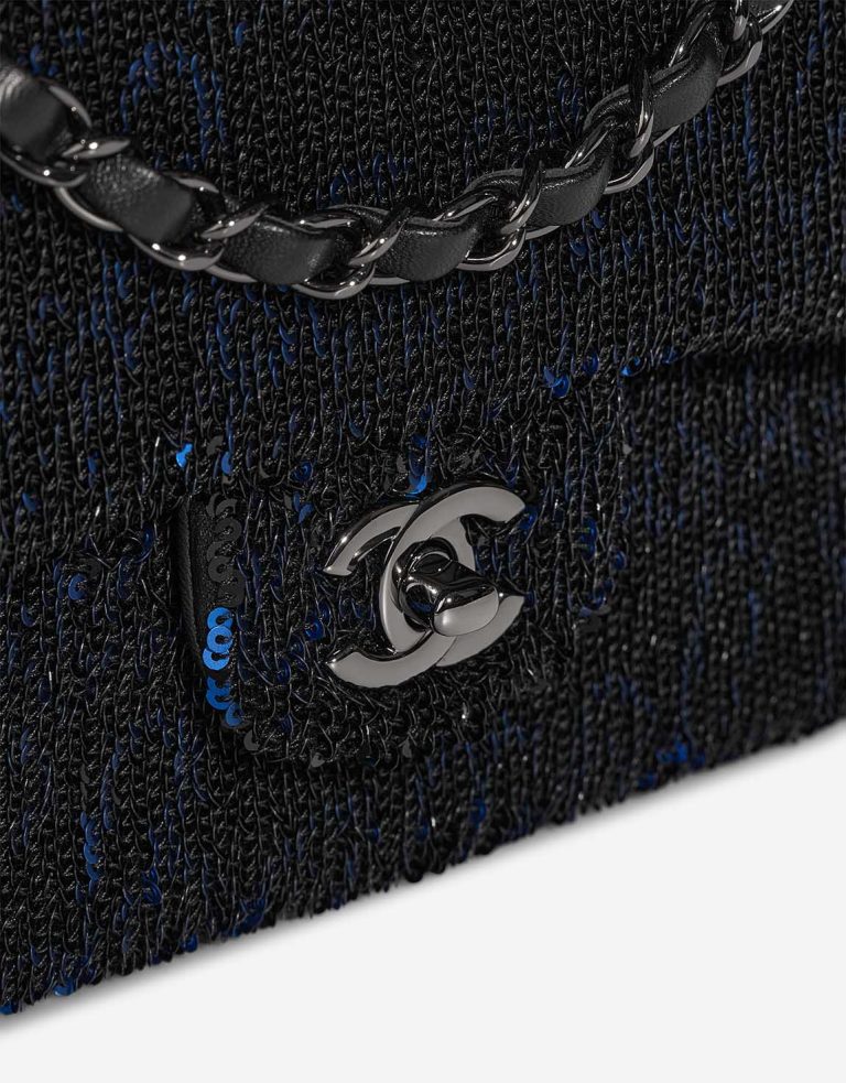 Chanel Timeless Medium Sequins Black / Blue Closing System | Sell your designer bag