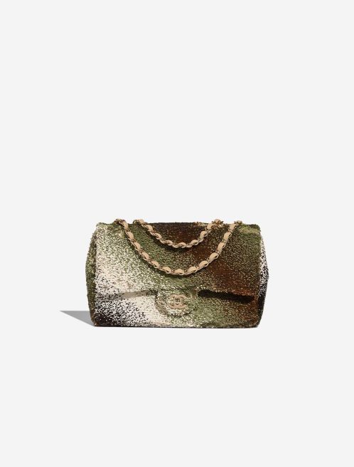 Chanel Timeless Medium Sequins Beige / Green / Gold Front | Sell your designer bag