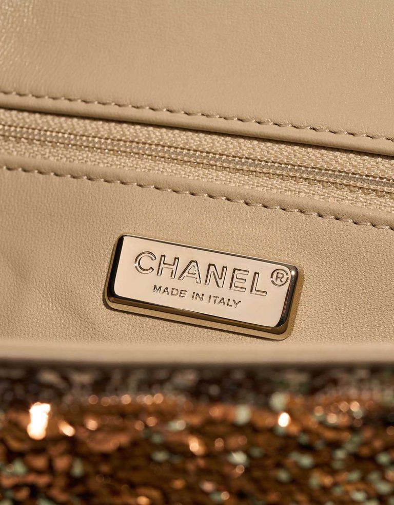 Chanel Timeless Medium Sequins Beige / Green / Gold Logo | Sell your designer bag