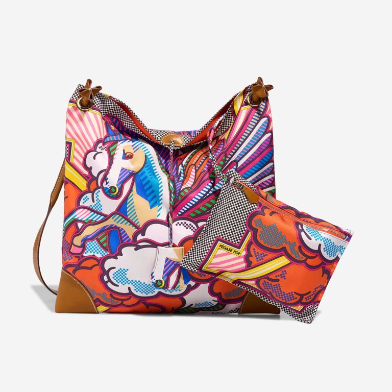 Hermès Silky City 33 Silk / Barenia Fauve / Multicolour Front | Sell your designer bag