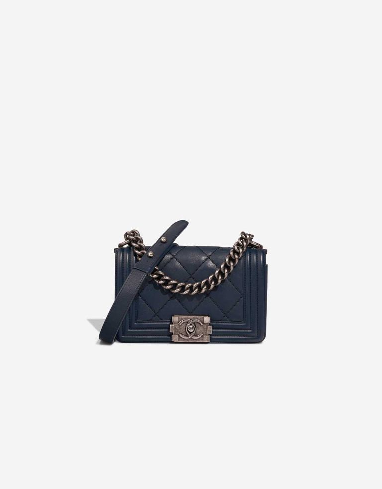 Chanel Boy Small Lamb Dark Blue Front | Sell your designer bag
