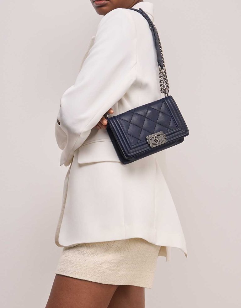 Chanel Boy Small Lamb Dark Blue Front | Sell your designer bag
