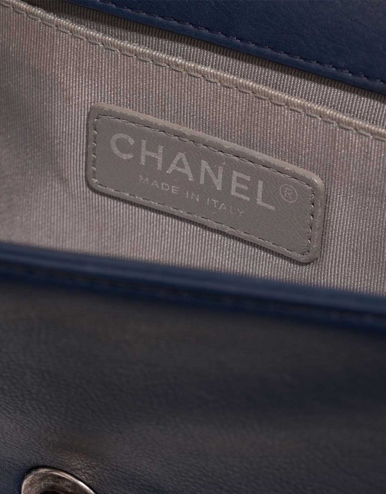 Chanel Boy Small Lamb Dark Blue Logo | Sell your designer bag