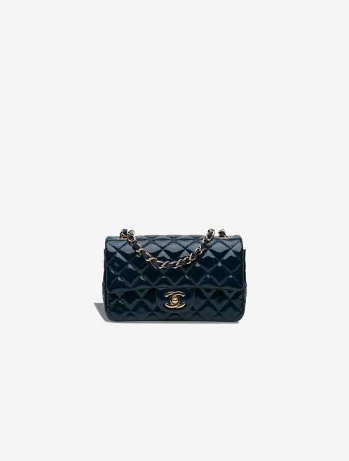 Chanel Timeless Mini Rectangular Patent Dark Blue Front | Sell your designer bag