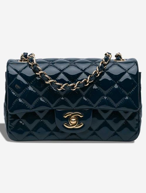 Chanel Timeless Mini Rectangular Patent Dark Blue Front | Sell your designer bag