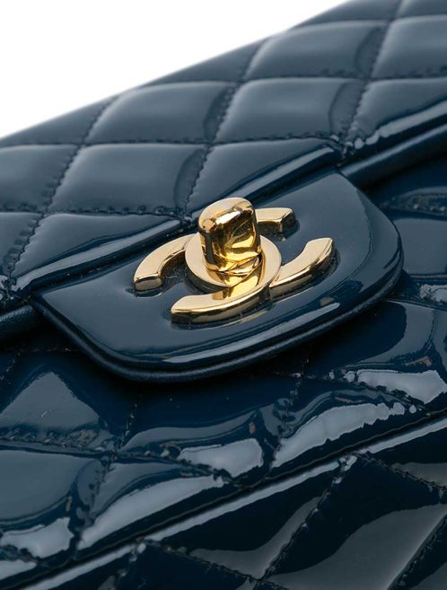 Chanel Timeless Mini Rectangular Patent Dark Blue Closing System | Sell your designer bag
