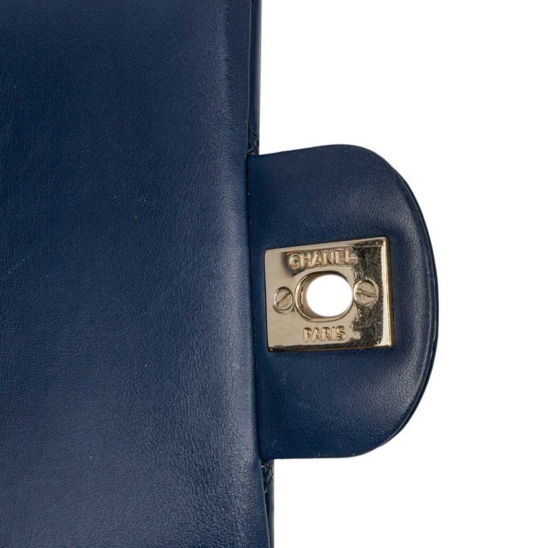 Chanel Timeless Mini Rectangular Patent Dark Blue Signs of wear | Sell your designer bag