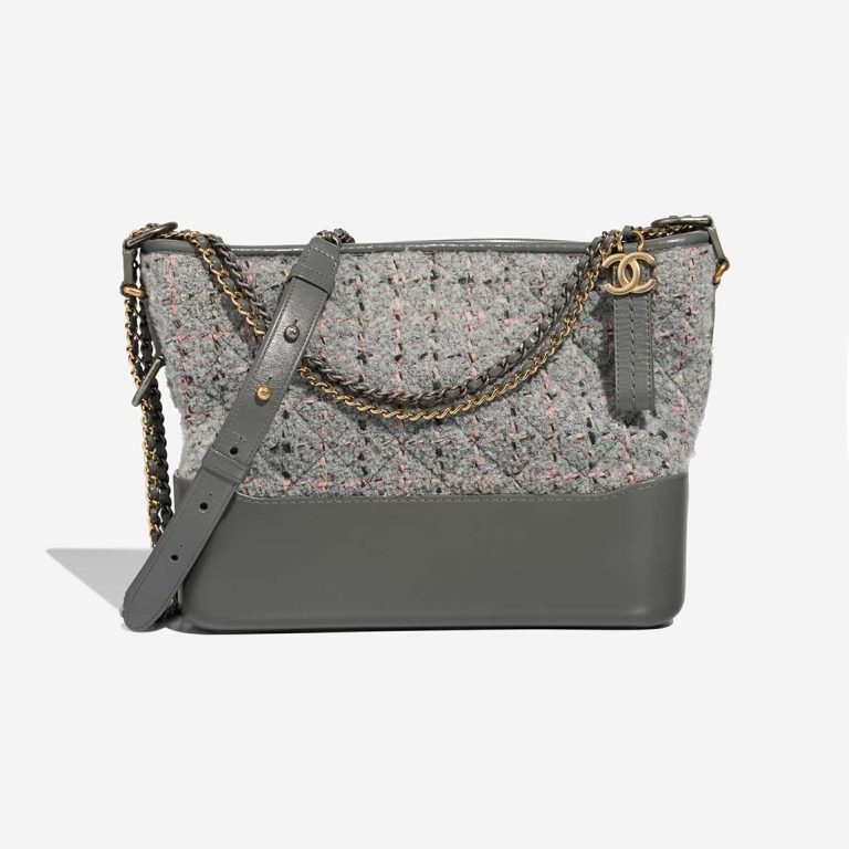 Chanel Gabrielle Medium Tweed Grey Front | Sell your designer bag