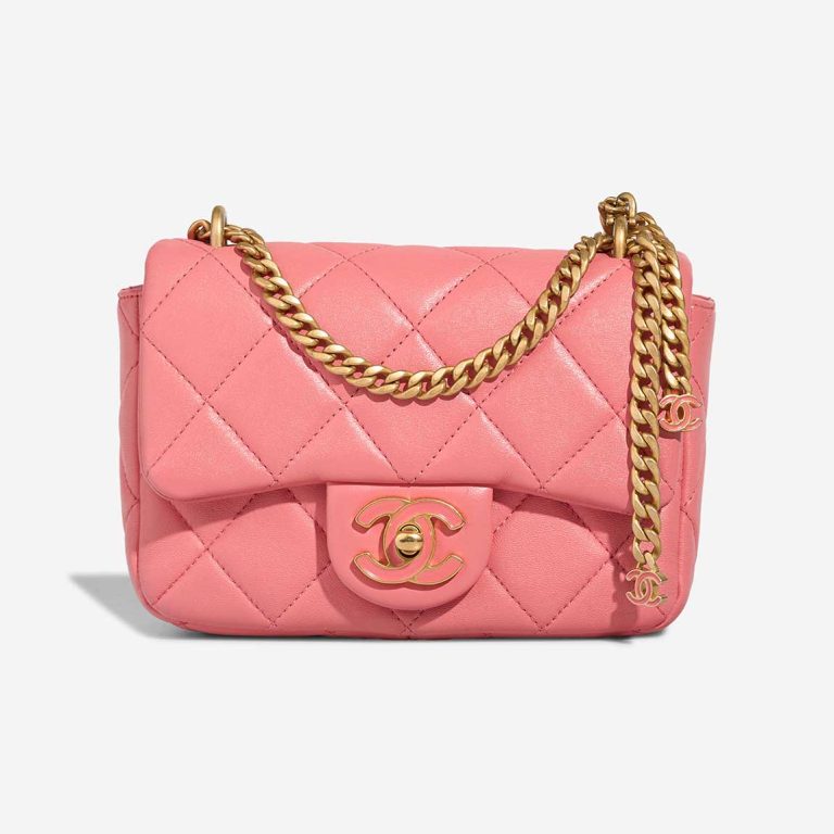 Chanel Timeless Mini Square Lamb Pink Front | Sell your designer bag