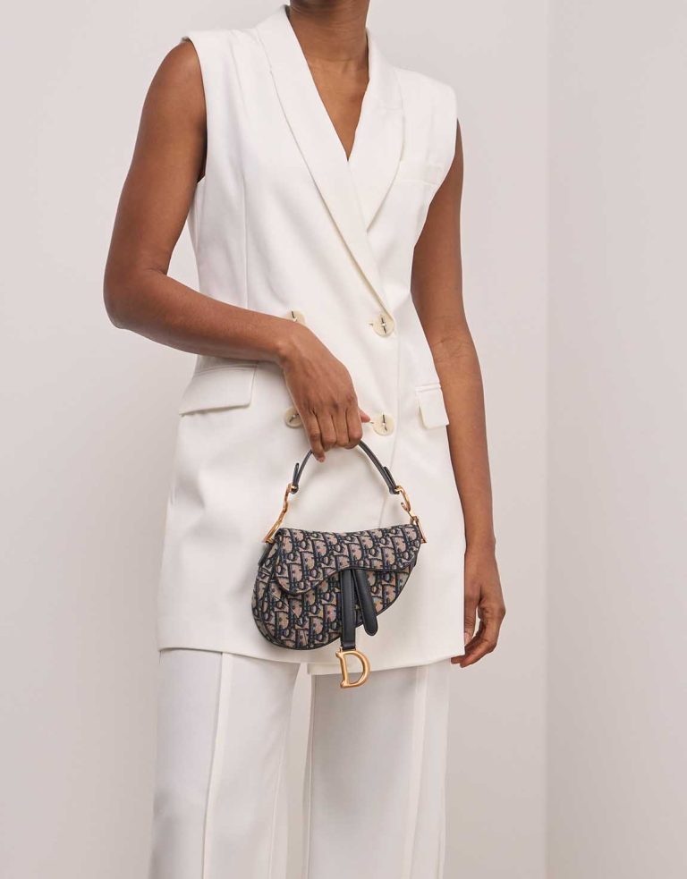 Dior Saddle Mini Oblique Jacquard Blue Front | Sell your designer bag