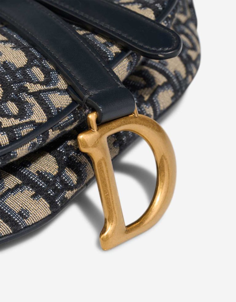 Dior Saddle Mini Oblique Jacquard Blue Closing System | Sell your designer bag