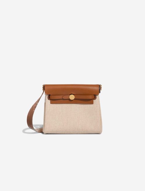 Hermès Herbag Mini Vache Hunter / Toile H Beige / Fauve / Écru Front | Sell your designer bag