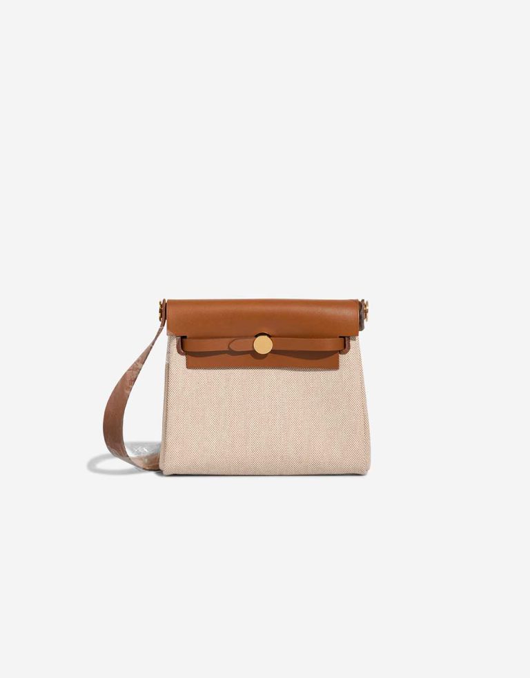 Hermès Herbag Mini Vache Hunter / Toile H Beige / Fauve / Écru Front | Sell your designer bag