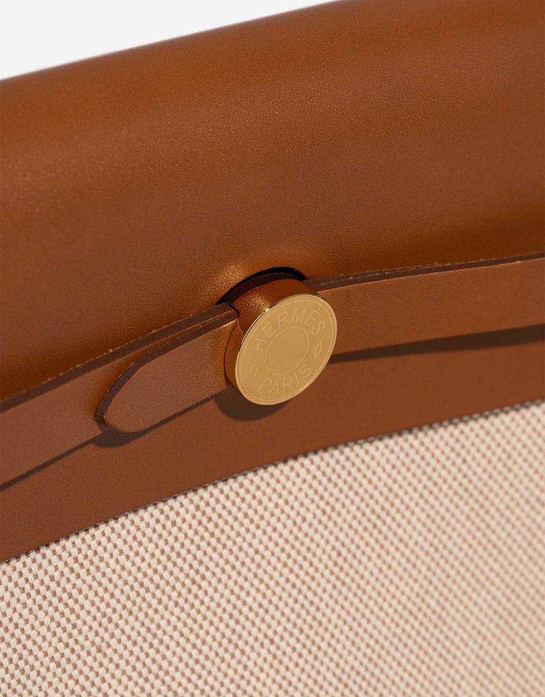 Hermès Herbag Mini Vache Hunter / Toile H Beige / Fauve / Écru Closing System | Sell your designer bag