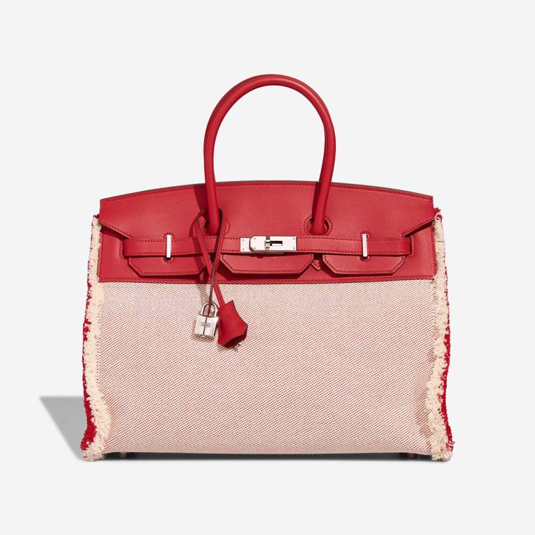 Hermès Birkin 35 Fray Swift / Toile H Rouge de Coeur / Écru Front | Sell your designer bag