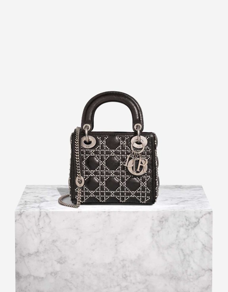 Dior Lady Mini Calf / Studs Black Front | Sell your designer bag