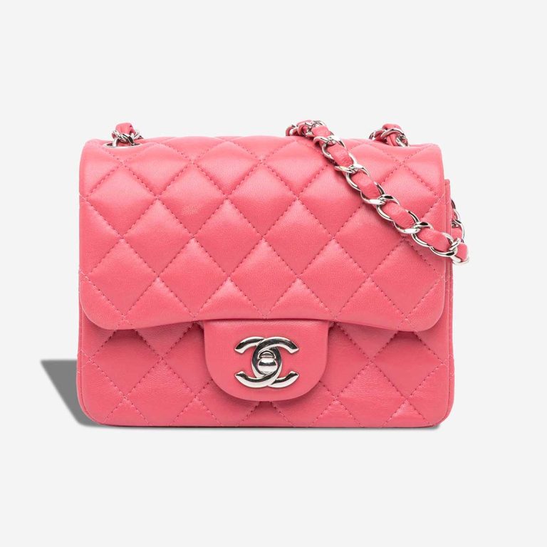 Chanel Timeless Mini Square Lamb Pink Front | Sell your designer bag