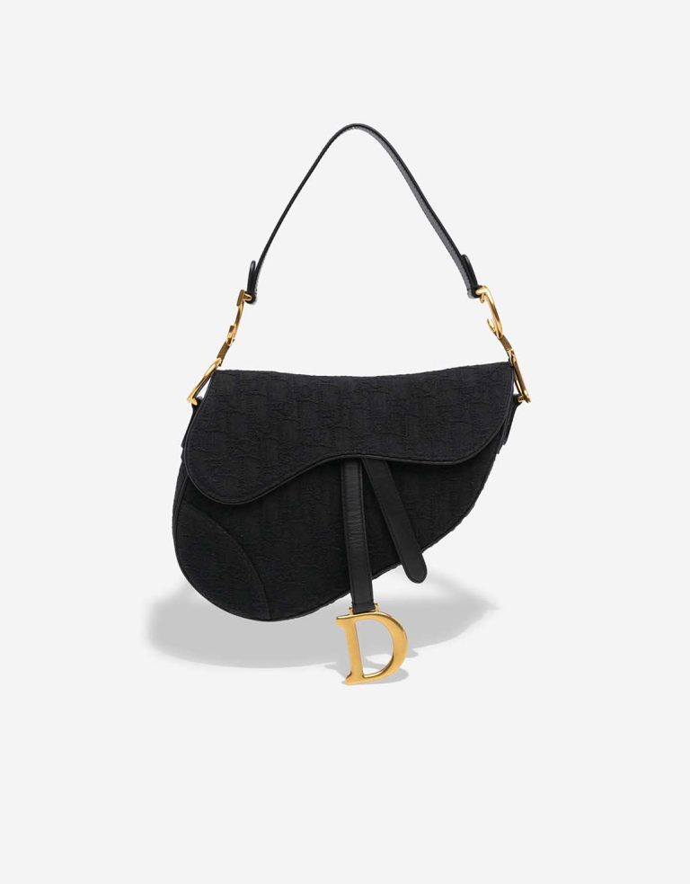 Dior Saddle Medium Oblique Jacquard Black Front | Sell your designer bag