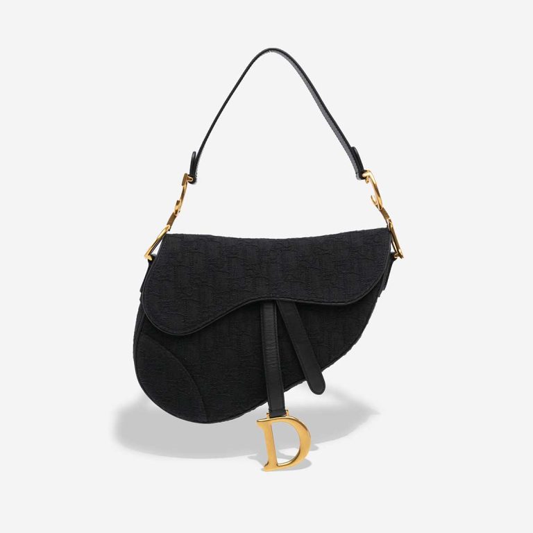 Dior Saddle Medium Oblique Jacquard Black Front | Sell your designer bag