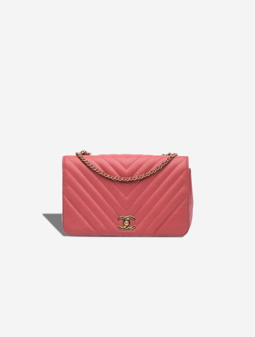 Chanel Chevron Statement Flap Medium Lamb Pink Front | Sell your designer bag
