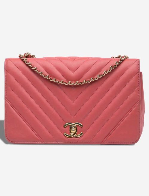 Chanel Chevron Statement Flap Medium Lamb Pink Front | Sell your designer bag