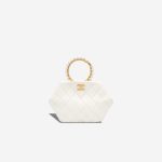 Chanel Pearl Crown Handle Clutch Lamb White Front | Sell your designer bag