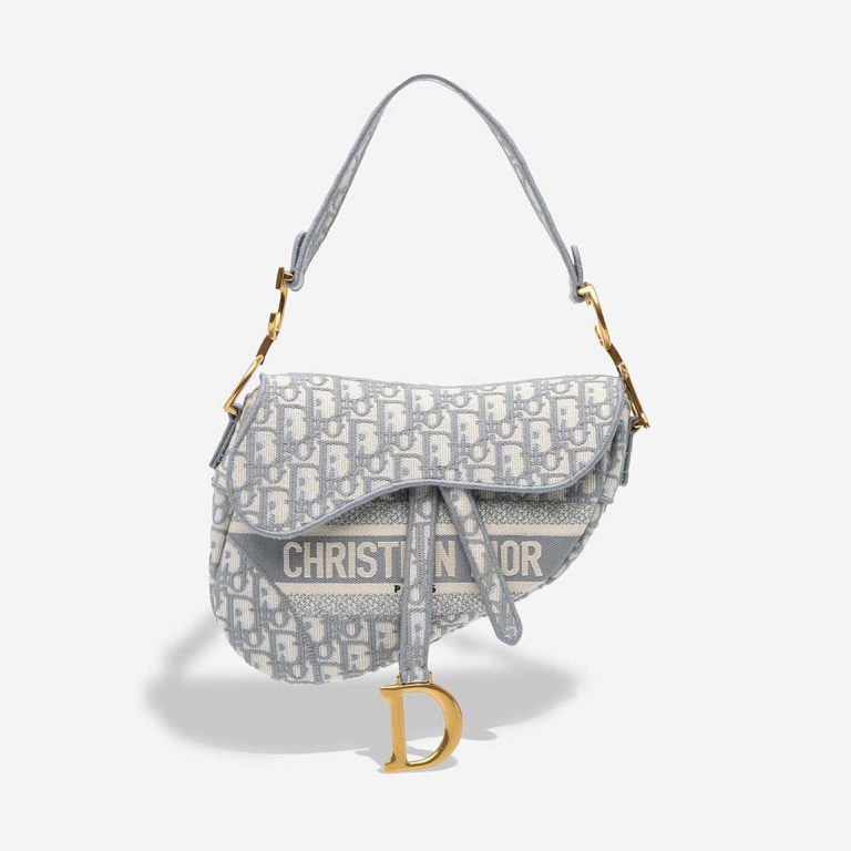 Dior Saddle Medium Oblique Canvas Grey Front | Sell your designer bag