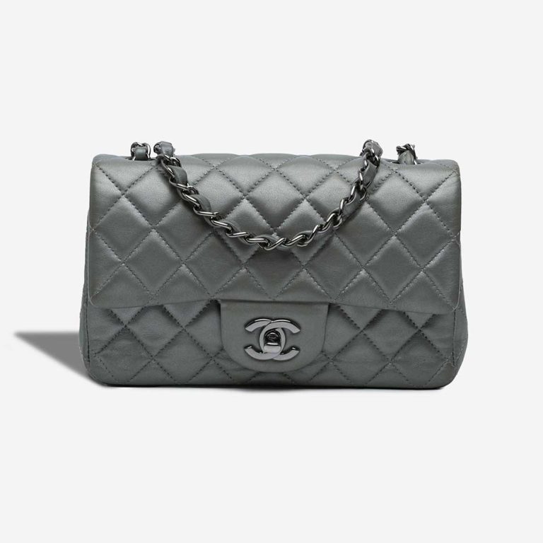 Chanel Timeless Mini Rectangular Lamb Grey Front | Sell your designer bag
