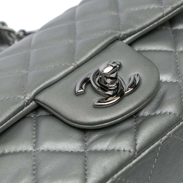 Chanel Timeless Mini Rectangular Lamb Grey Closing System | Sell your designer bag