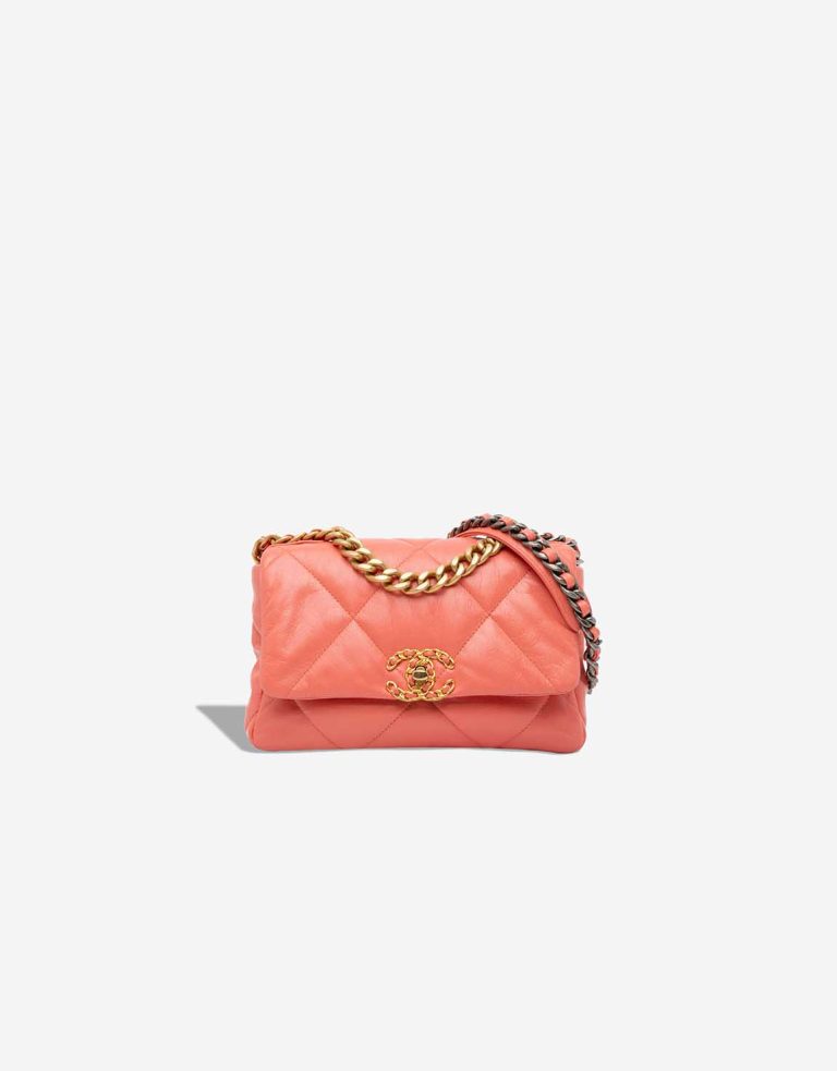 Chanel 19 Flap Bag Lamb Coral Pink Front | Sell your designer bag