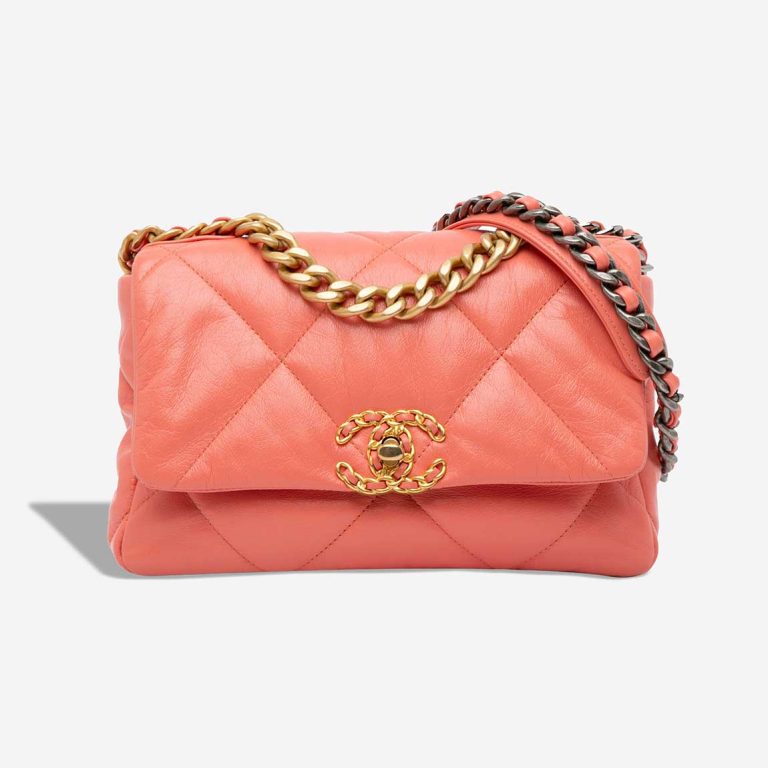 Chanel 19 Flap Bag Lamb Coral Pink Front | Sell your designer bag