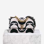 Chanel 19 Large Flap Bag Fabric White / Black Front | Sell your designer bag