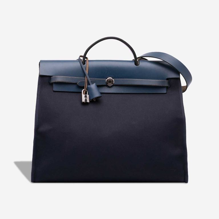 Hermès Herbag 39 Toile / Vache Hunter Blue Marine / Bleu Indigo Front | Sell your designer bag