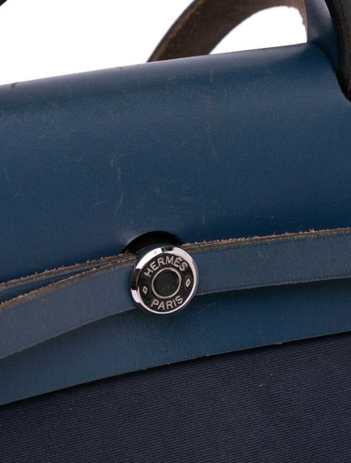 Hermès Herbag 39 Toile / Vache Hunter Blue Marine / Bleu Indigo Closing System | Sell your designer bag