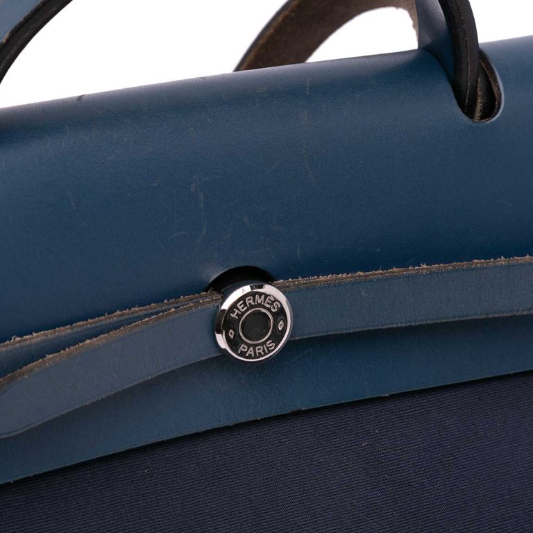 Hermès Herbag 39 Toile / Vache Hunter Blue Marine / Bleu Indigo Closing System | Sell your designer bag