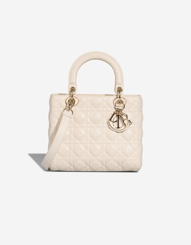 Dior Lady Medium Lamb White Front | Sell your designer bag