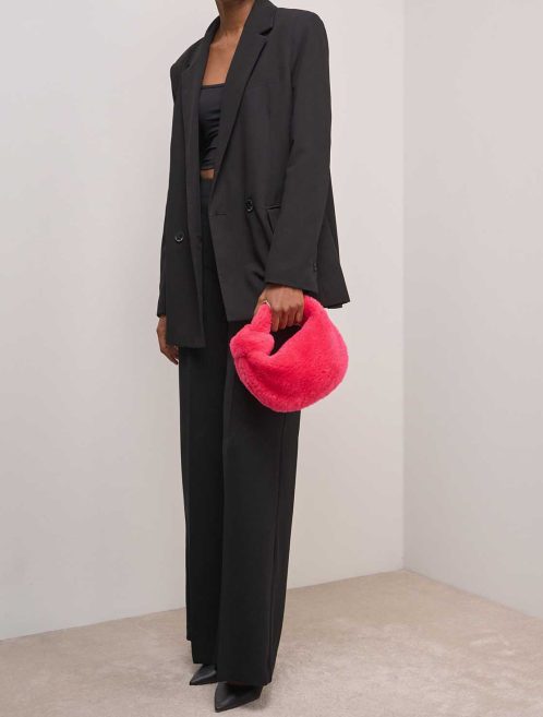 Bottega Veneta Jodie Mini Faux Fur Pink on Model | Sell your designer bag