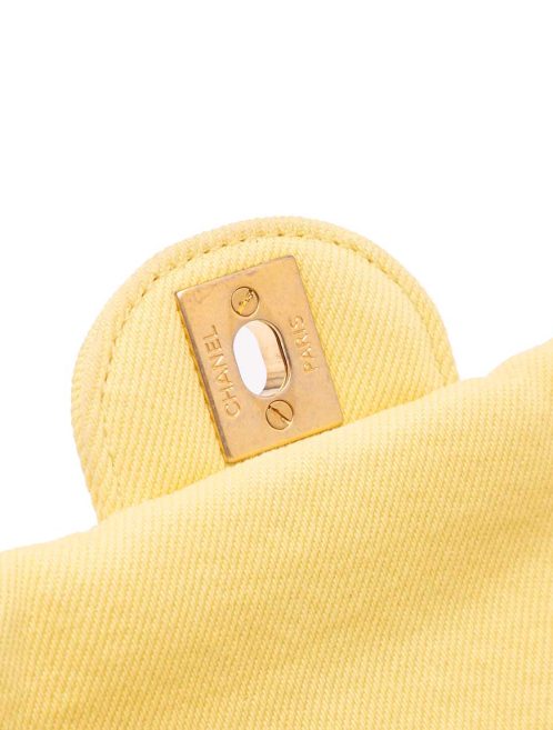 Chanel Coco Flap Small Denim Light Yellow Closing System | Sell your designer bag