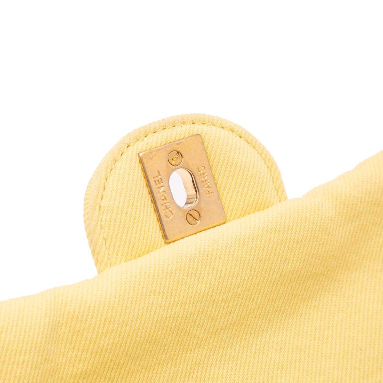 Chanel Coco Flap Small Denim Light Yellow Closing System | Sell your designer bag