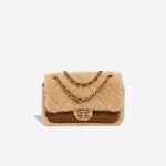 Chanel Timeless Handle Medium Lamb / Shearling Cognac / Beige Front | Sell your designer bag