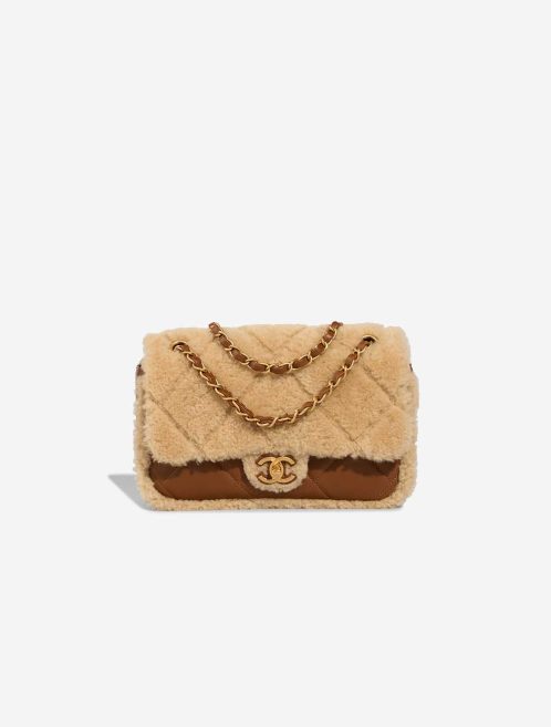 Chanel Timeless Handle Medium Lamb / Shearling Cognac / Beige Front | Sell your designer bag