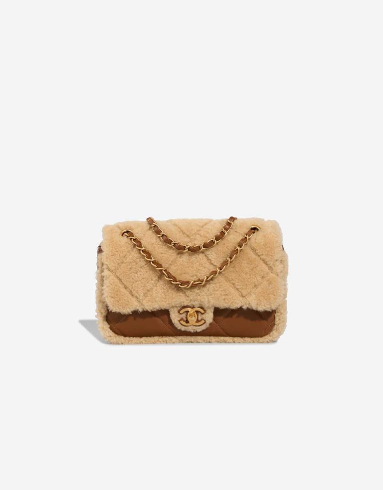 Chanel Timeless Handle Medium Lamb / Shearling Cognac / Beige Front | Sell your designer bag