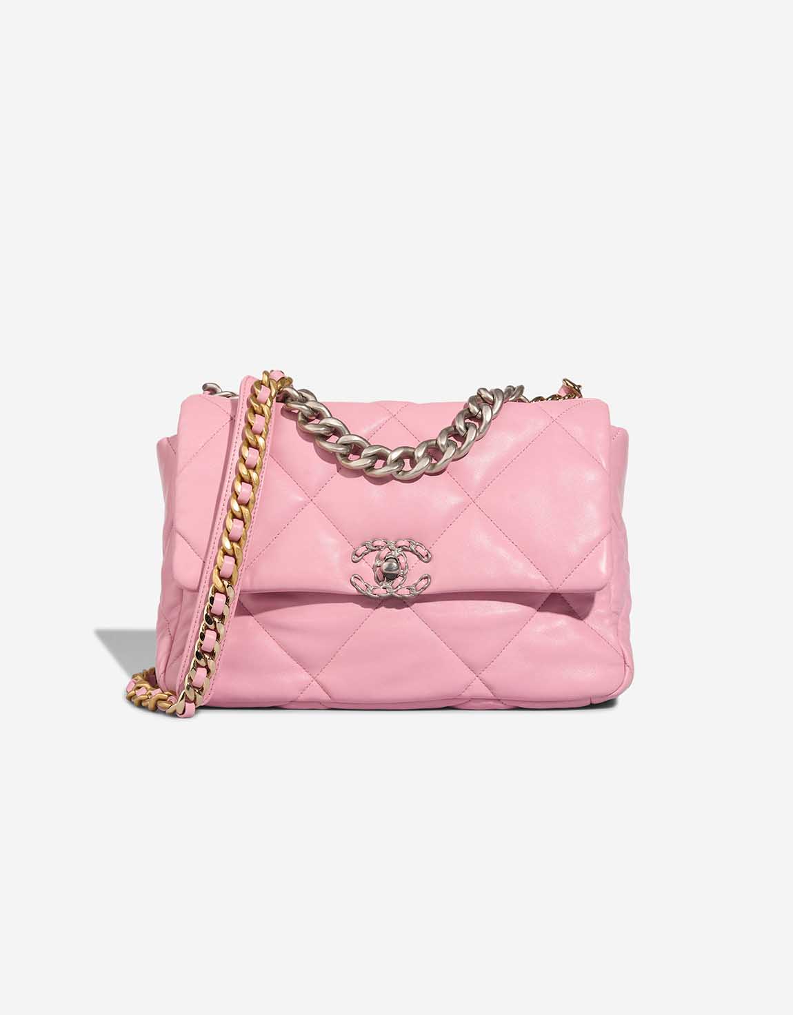 Chanel 19 große Tasche Lammleder Rosa