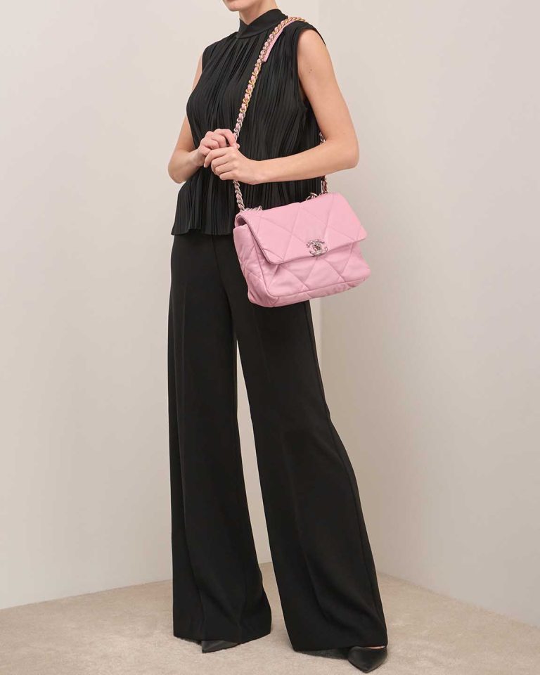 Chanel 19 Large Flap Bag Lamb Pink Front | Sell your designer bag