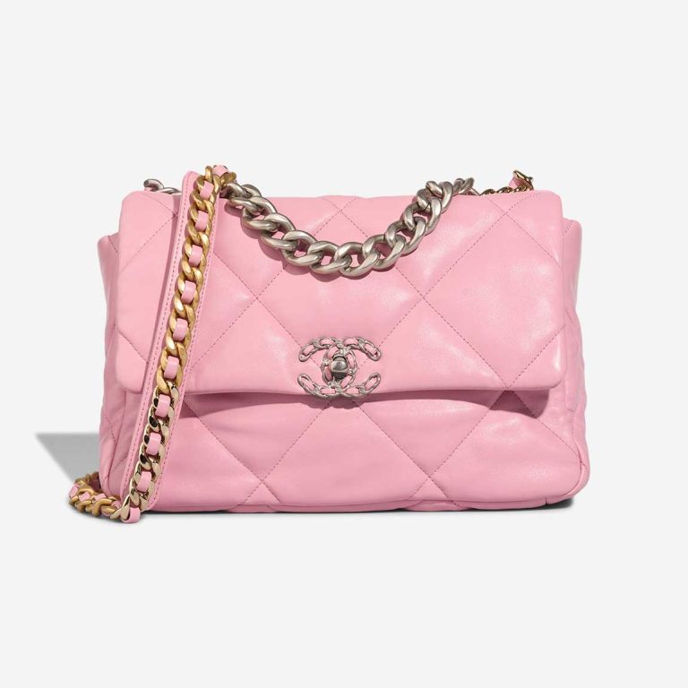 Chanel 19 Large Flap Bag Lamb Pink Front | Sell your designer bag