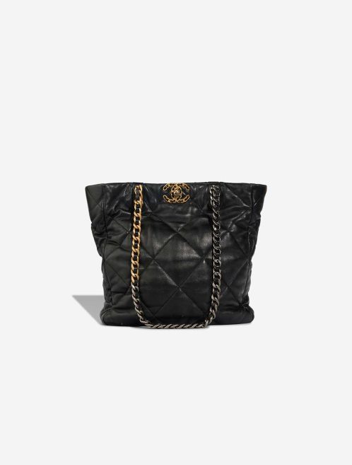 Chanel 19 Shopping Tote Medium Lamb Black Front | Sell your designer bag